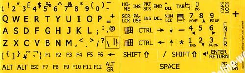 Engleski UK velika slova netransparentna žuta BACKGROUBD naljepnice za tastaturu za laptop računare Tastature