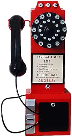 Meiiron crveni retro retro kabelirani telefonski model - visok 62cm Domaći dekor Vintage telefon, klasični