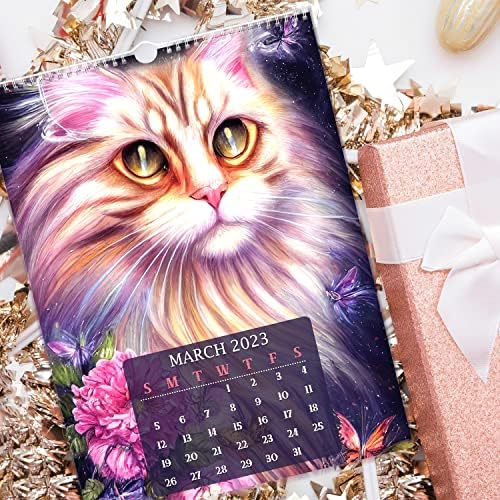Fantastična mačka Zidni kalendar 2023-11,8 x 15,7 Veliki viseći zidni kalendar, 12 mjeseci šarene