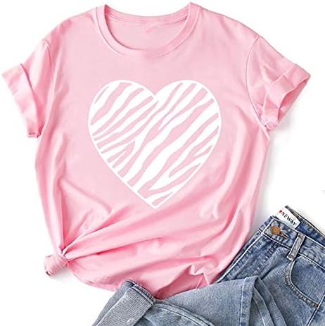 2023 Žene majice Slatko srce Grafički vrhovi Basic Ljeto majica sa labavom bojom CrewNeck majica kratkih rukava