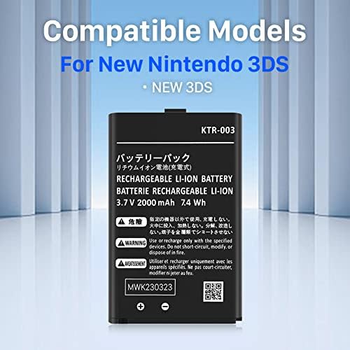 Huaeng New 3DS baterija, 2000mAh punjiva litijum-jonska baterija KTR-003 Kompatibilna je s novim Nintendo 3DS N3DS-om
