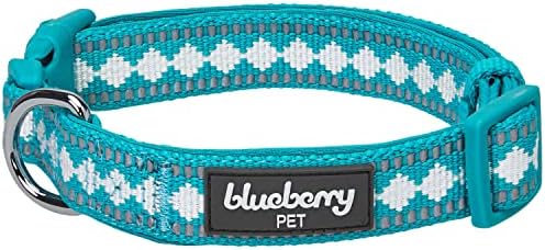 Blueberry Pet 3m Reflektivni jacquard neoprenski podstavljeni podesivi ovratnik za pse, paun, mali, vrat 12 -16