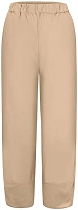Mackneog casual lagane casual caprike plus veličine čvrste boje elastične posteljine labave pantalone usjeba