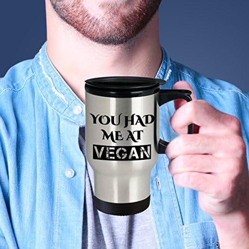 Veganska putnička šolja, vegetarijanska putna krigla, veganski putnička krigla, veganski poklon ideje za pristalice
