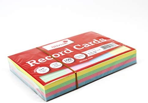 Silvine 6x4 višebojne kartice za snimanje-obložene naslovom, 100 karata u pakovanju. Ref 564AC