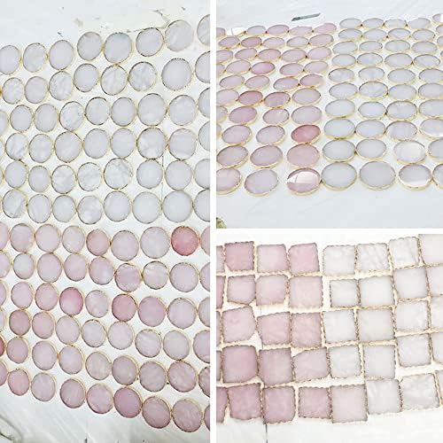 L-stone Rose Quartz Decor Coaster, prirodni ružičasti kristalni okrugli podmetači Zlatni Edge Set od