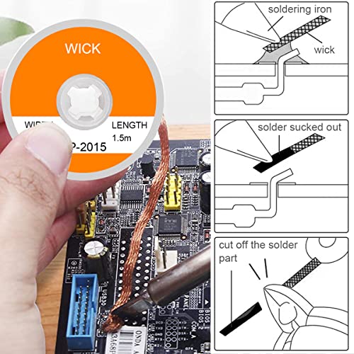 DKARDU Desoldering Lem Wick pletena žica električni pleteni Fitilji za Odlemljivanje Lemilica za uklanjanje kalaja alat za uklanjanje lemljenja žice 7 kom, za lemljenje PCB ploče, dužina 1,5 metra