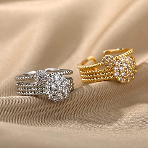 Oyalma Cirkon Krug Otvoreni Prstenovi Za Žene Crystal Gold Finger Charm Podesivi Prsten Vjenčanje Valentine Nakit-88998