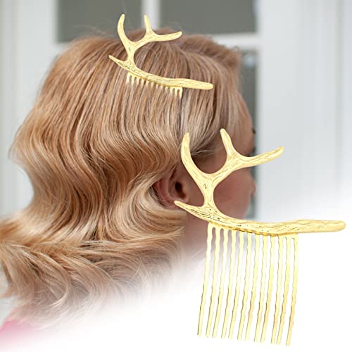 Klip za kosu Zlatni antleri jelen bočni klip za kosu za božićne kose cilps pinovi vintage grana ostavlja