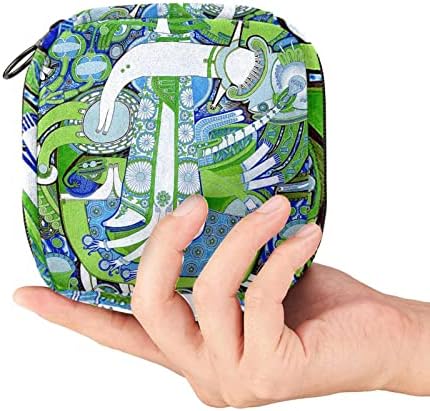 Torba za sanitarnu ubrusu, torba za jastučić, torbica za jastučić, mala šminkarska torba, apstraktni zeleni