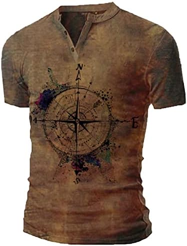 Muška grafički T-Shirt kompas Rune Print Funny Tees za muškarce ljeto Vintage Henley Tshirts Casual Atletski Retro