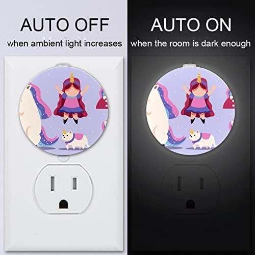 2 paketa Plug-in Nightlight LED noćno svjetlo jednorog ljubičasto sa senzorom od sumraka do zore za