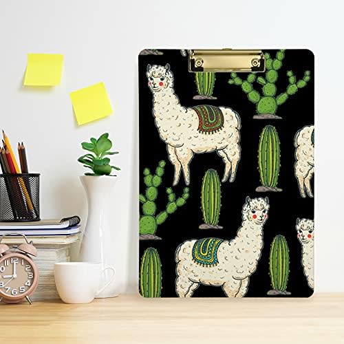 Cute Lamas Cactus Plastic Clipboard 9 x12.5 akrilne klipne ploče sa Niskoprofilnim kopčom A4