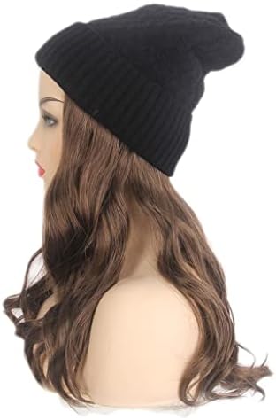 DOUBA Wig ženska duga kosa sa kapuljačom crna pletena kapa perika duga kovrdžava smeđa perika šešir jedan