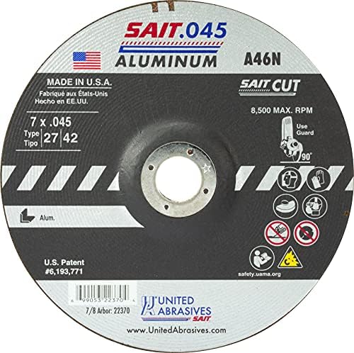 United Abrasives Sait 22370 7x.045x5 / 8 A46N aluminijski agresivni kotači, 50 pakovanja