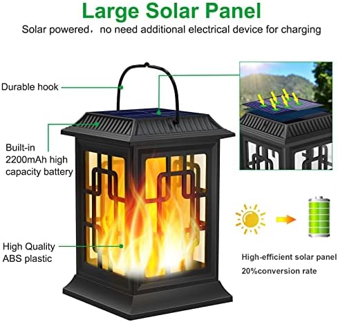 Woenergy solarni lampioni na otvorenom, vodootporni solarni viseći fenjeri, Treperavi solarna baštenska svjetla