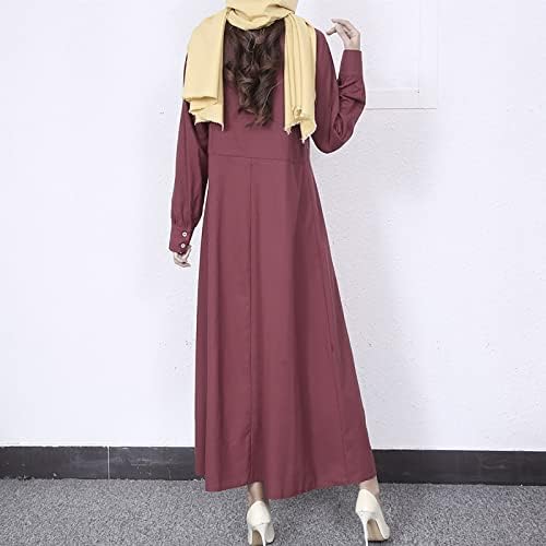 Maxi haljina za žene Vintage Dugi rukav obične haljine sa dugmadima šifon Kaftan Abaya haljina Islamska večernja haljina