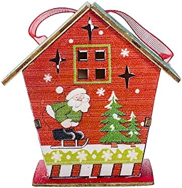 Personalizirani Božić ukrasi Božić kuća ukrasi unutar izvan božićne zabave ukrasi božićno drvo drvena kuća LED svjetlo Santa Claus snjegović Elk osvijetljeni ukrasi kabine