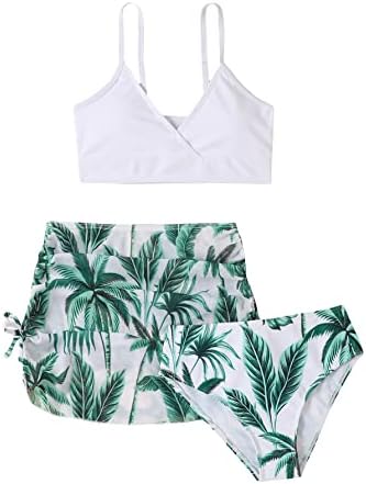 Romwe Girl Bikini Set sa tropskim printom sportski kupaći kostim 3-dijelni kupaći kostim sa šortsom
