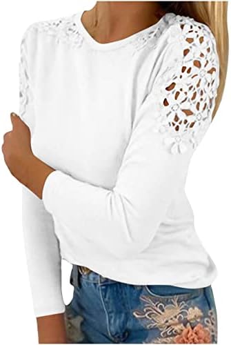 Amxyfbk ženska čipka izdubite cvjetne vrhove hladni rameni dugi rukavi sa rukavima Casual labave bluze za pulover