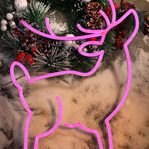 Doymeille Sretan Božić Elk Neonski natpisi, LED Sretan Božić Elk svjetlosni znak Božić Elk osvijetliti