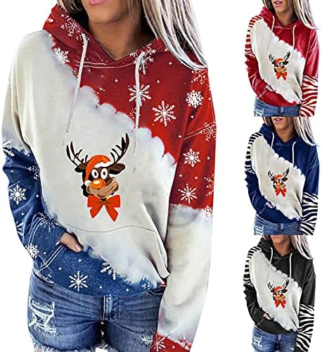 Jinf ženski božićni pulover vrhova-elk tisak dukserica vrhova duksera dugih rukava casual pulover bluza