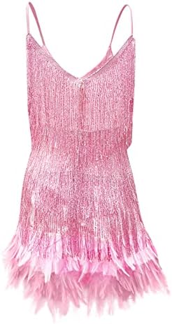 Twwone Sequin haljina za žene Fringe Glitter Spaghetti kaiš Bodycon Sexy Club Night party haljina