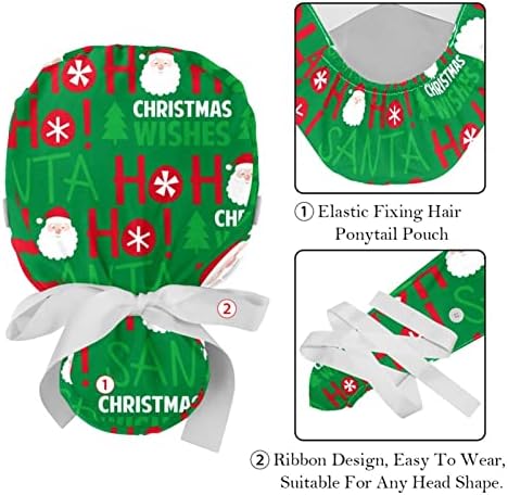 Medicinske kape za žene sa dugmićima duge kose, 6 komada podesiva radna kapa, božićne plave snježne pahulje