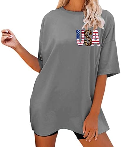 Žene plus size Tops, slova grafički štampani kratki rukav okrugli vrat Workout tunika bluza Tshirts za žene ljeto