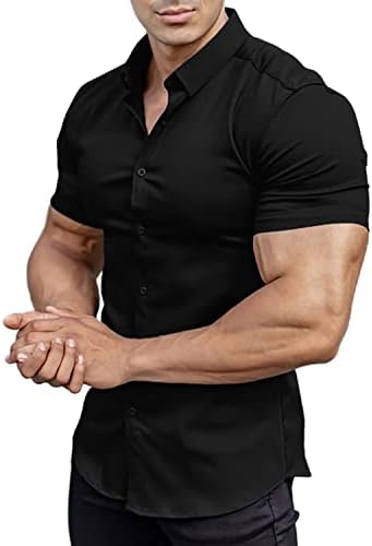 Casual muške muscle Fit Dress Shirts kratki rukav Athletic Fit Button down Shirts