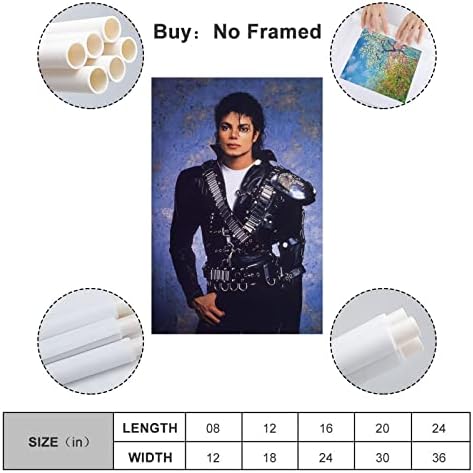 Michael Jackson Poster Wall Art Canvas Print Poster Početna kupaonica Spavaća soba Ured za dnevnu sobu Dekor platna Poster UNFRAME: 12x18inch