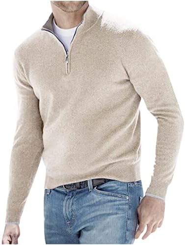 Muški tanak fit zip up džemper stand up up collar četvrt patentnih patentnih zatvarača vunene košulje od pulover