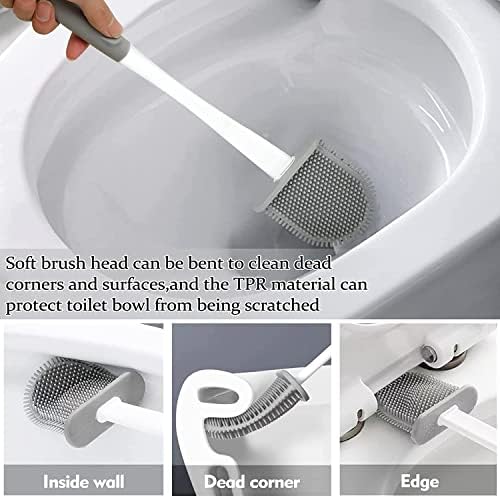Wfcysimo silikonska toaletna četka 2 pakovanje, toaletna četkica sa ergonomskom ručkom i zidnom
