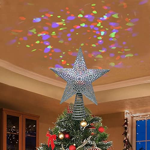 Božićna stabla staze sa LED višebojnim rotirajućim projektorima, 10 inčni 3D izdubljeni sjajni zvezdi božićni