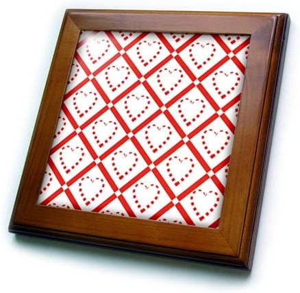 3drose crveno-bijela tačkasta srca u dijamantskim oblicima sa šablonom uokvirenim pločicama