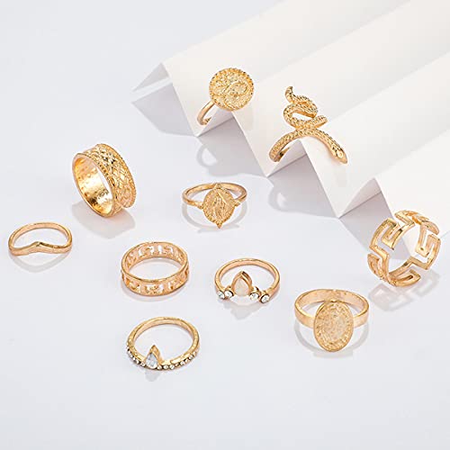 Bufenia Boho Set zlatnih prstenova za žene i tinejdžerke Set prstenova za zmijske zglobove
