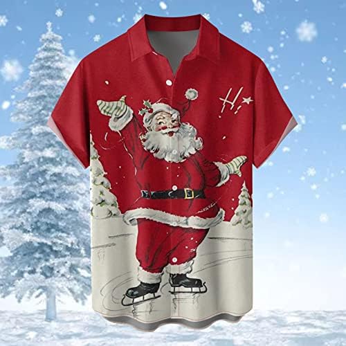Muški božićni santa majica reverl majica s kratkim rukavima MENS bowling košulje Grafički majica Lapel