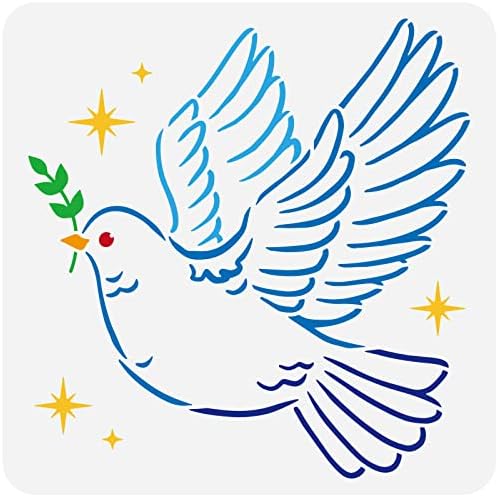 Fingeinspire golubov mirovni šablon 11.8x11.8 inčni mirovni dove crtanje šablona plastične masline zvjezdice