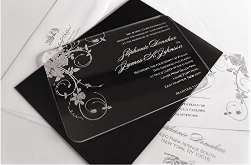 Bestlife Clear Scrick Oblik akrilna pozivnica za vjenčanje sa uzorom ruža, pozivnice za vjenčanje,