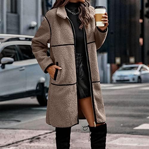 Mebamook ženske zimske kapute duge jeseni i čvrste boje vunene kapute s dugim rukavima