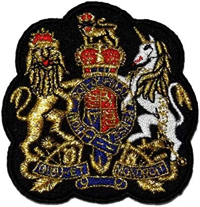 Zlatni lav jednoroman Royal Crown Crest grb DIY Applique Emboided SEW Gvožđa na patch coa-001