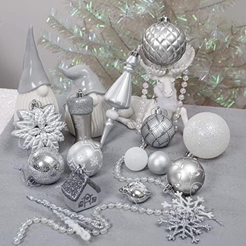 Valery Madelyn smrznuta zimska srebrna i bijela Božićna ukrasa paket