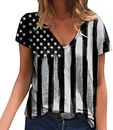 Running Shirts Independence Day For Women Print Daily Summer Shirts for Women's V Neck Tank Tops American 4 tunika