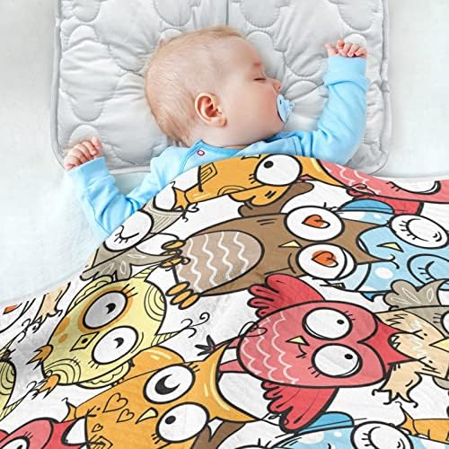 Swoddle pokrivač crtani sova pamučna pokrivačica za dojenčad, primanje pokrivača, lagana mekana prekrivačica