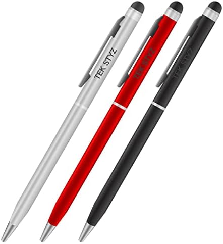 Pro stylus olovka za LG VS835 sa mastilom, visokom preciznošću, ekstra osetljivim, kompaktnim obrascem za dodirne ekrane [3 pakovanje-crno-crveno-srebrna]