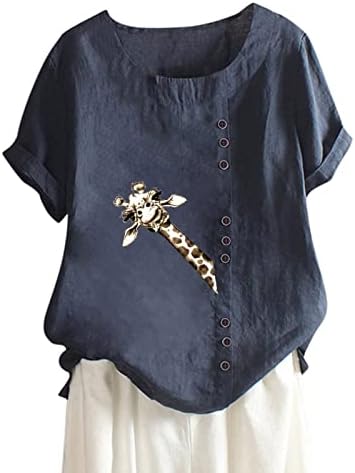 Ženska modna casual labava bluza Osnovni ljetni udobni vrhovi tiskani okrugli vrat majica