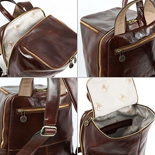 Kožni ruksak za otpornost na vrijeme Vintage Ruccsack Business Backpad Unisex torba smeđa