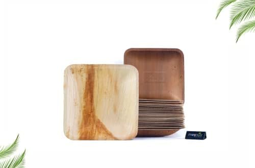 MAGNUS 6-inčni ploče za palminu ploče, bambusove ploče poput, za jednokratnu upotrebu, kompostabilne