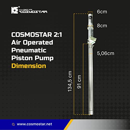COSMOSTAR 1:1 pneumatska klipna pumpa sa vazdušnim pogonom za bubanj od 55 galona teflonske pumpe za prenos hemikalija za pakovanje