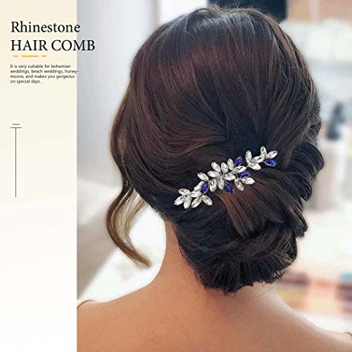 Catery Rhinestone Bride vjenčanje češalj za kosu srebrni Bridal Hair Piece Plavi kristal Hairpiece hair Clips
